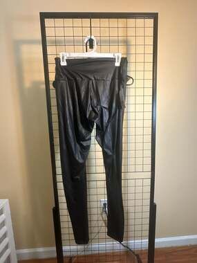 FTF Black PU Faux Leather High Rise Leggings